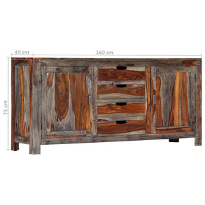 Credenza Grigia 160x40x75 cm in Legno Massello di Acacia 247983