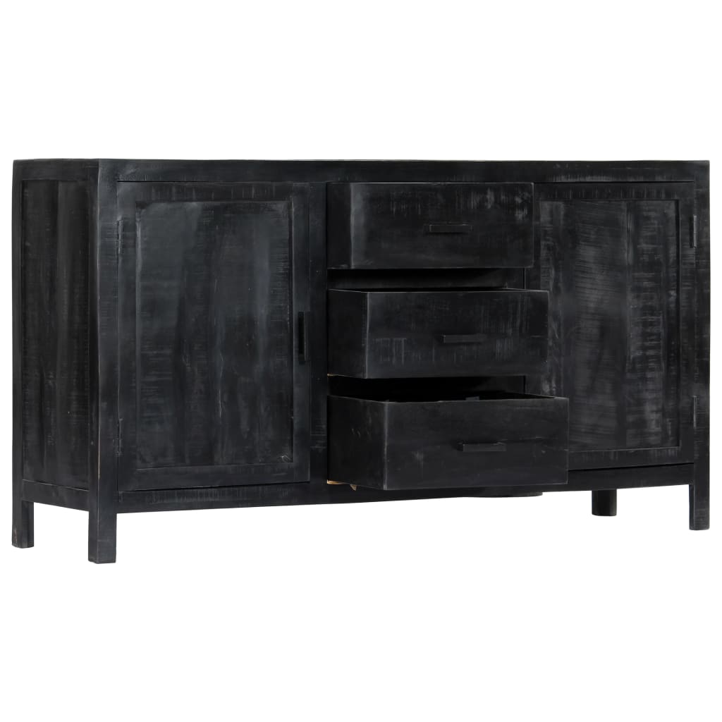 Credenza Nera 147x40x80 cm Legno Massello di Mango 247988