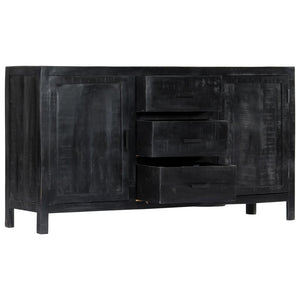 Credenza Nera 147x40x80 cm Legno Massello di Mango 247988