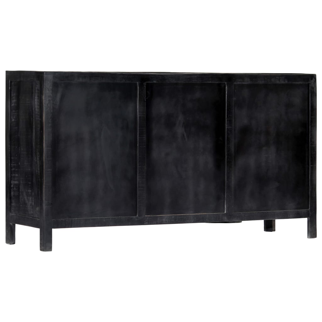 Credenza Nera 147x40x80 cm Legno Massello di Mango 247988