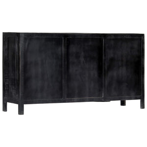 Credenza Nera 147x40x80 cm Legno Massello di Mango 247988