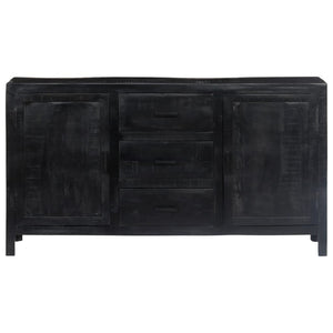 Credenza Nera 147x40x80 cm Legno Massello di Mango 247988