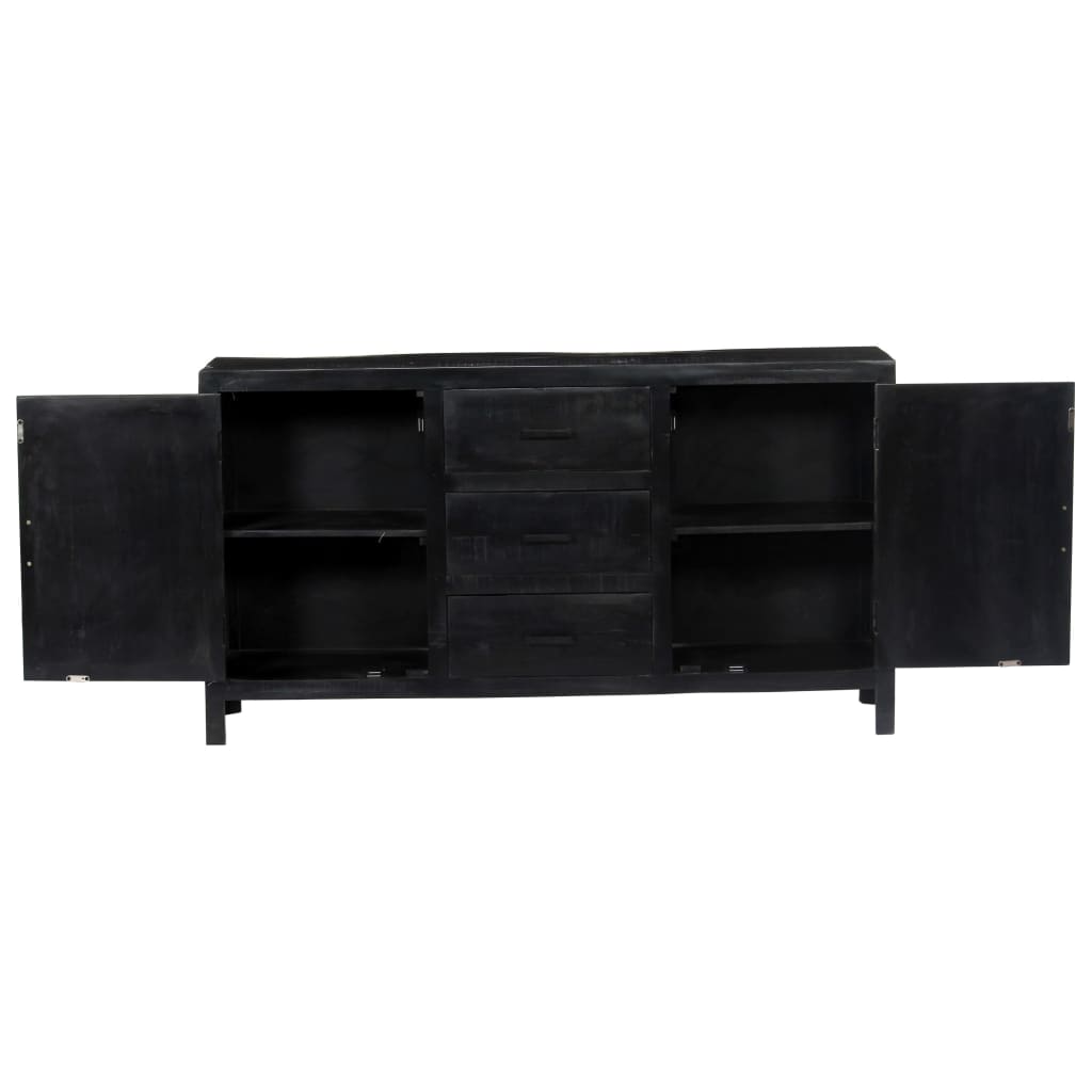 Credenza Nera 147x40x80 cm Legno Massello di Mango 247988