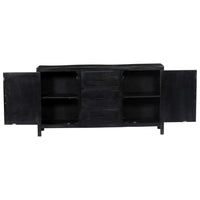 Credenza Nera 147x40x80 cm Legno Massello di Mango 247988