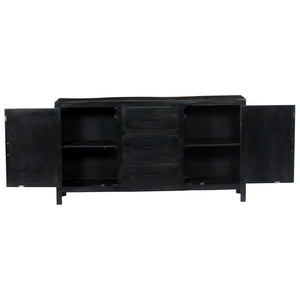 Credenza Nera 147x40x80 cm Legno Massello di Mango 247988
