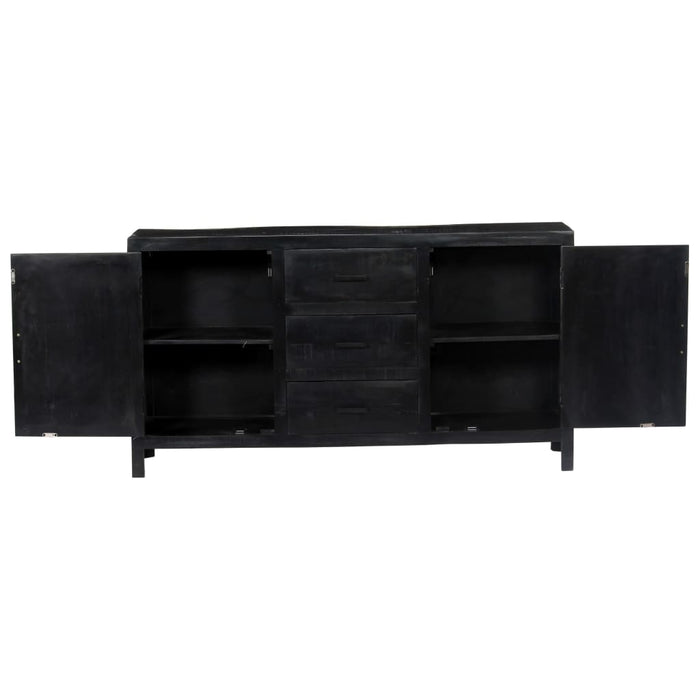 Credenza Nera 147x40x80 cm Legno Massello di Mango 247988