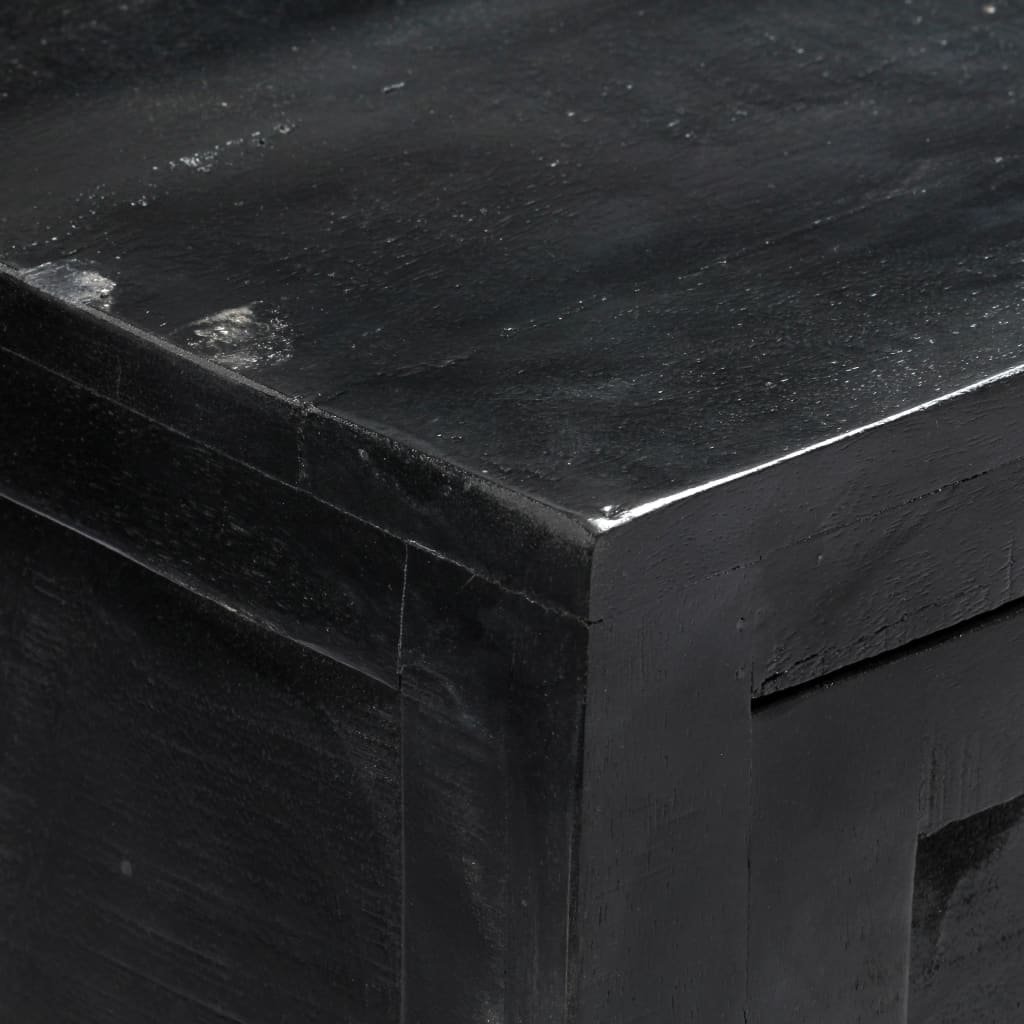 Credenza Nera 147x40x80 cm Legno Massello di Mango 247988