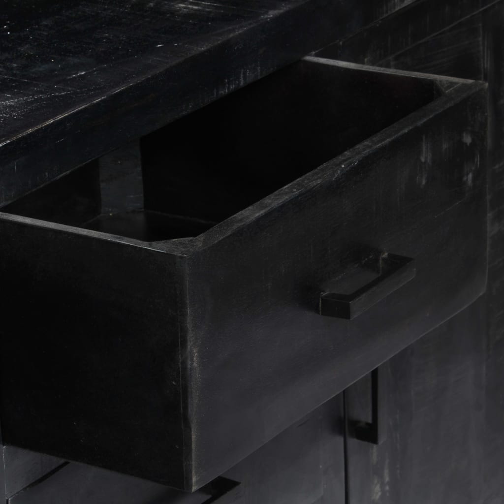 Credenza Nera 147x40x80 cm Legno Massello di Mango 247988