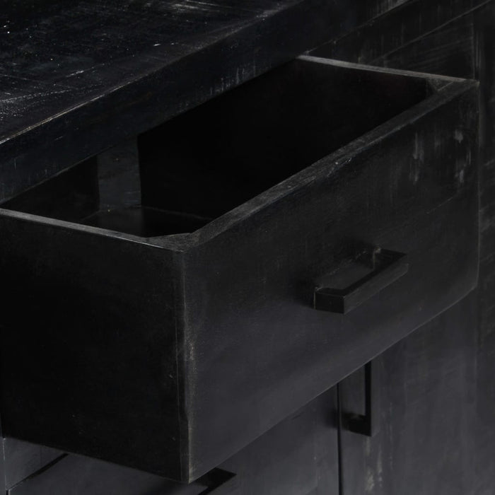 Credenza Nera 147x40x80 cm Legno Massello di Mango 247988