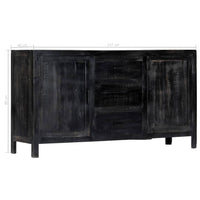 Credenza Nera 147x40x80 cm Legno Massello di Mango 247988