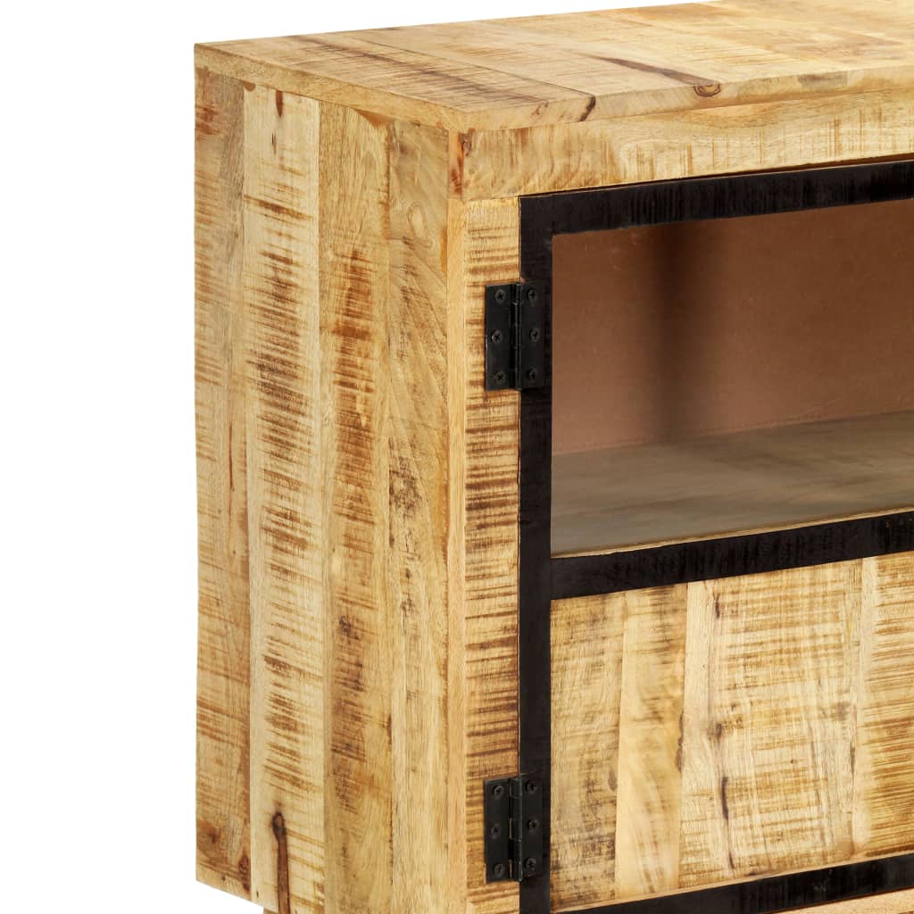 Credenza Marrone e Nera 160x30x80 cm Massello di Mango Grezzo 247994