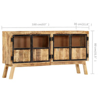Credenza Marrone e Nera 160x30x80 cm Massello di Mango Grezzo 247994