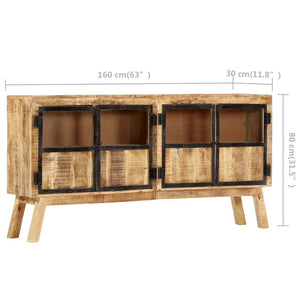 Credenza Marrone e Nera 160x30x80 cm Massello di Mango Grezzo 247994