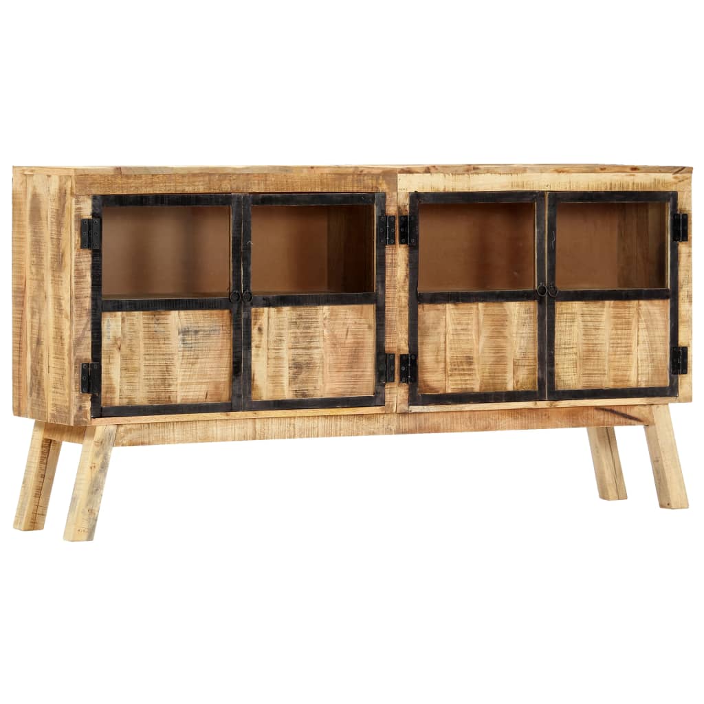 Credenza Marrone e Nera 160x30x80 cm Massello di Mango Grezzo 247994