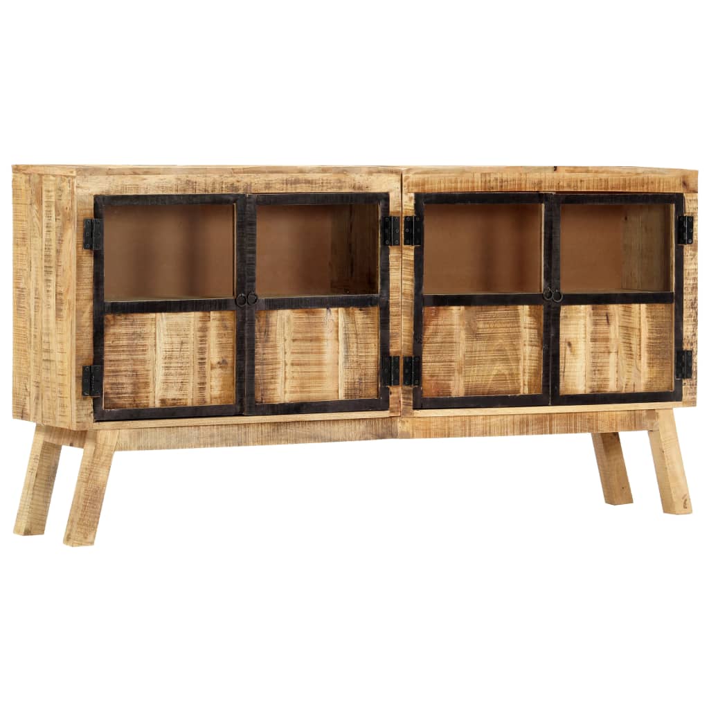 Credenza Marrone e Nera 160x30x80 cm Massello di Mango Grezzo 247994