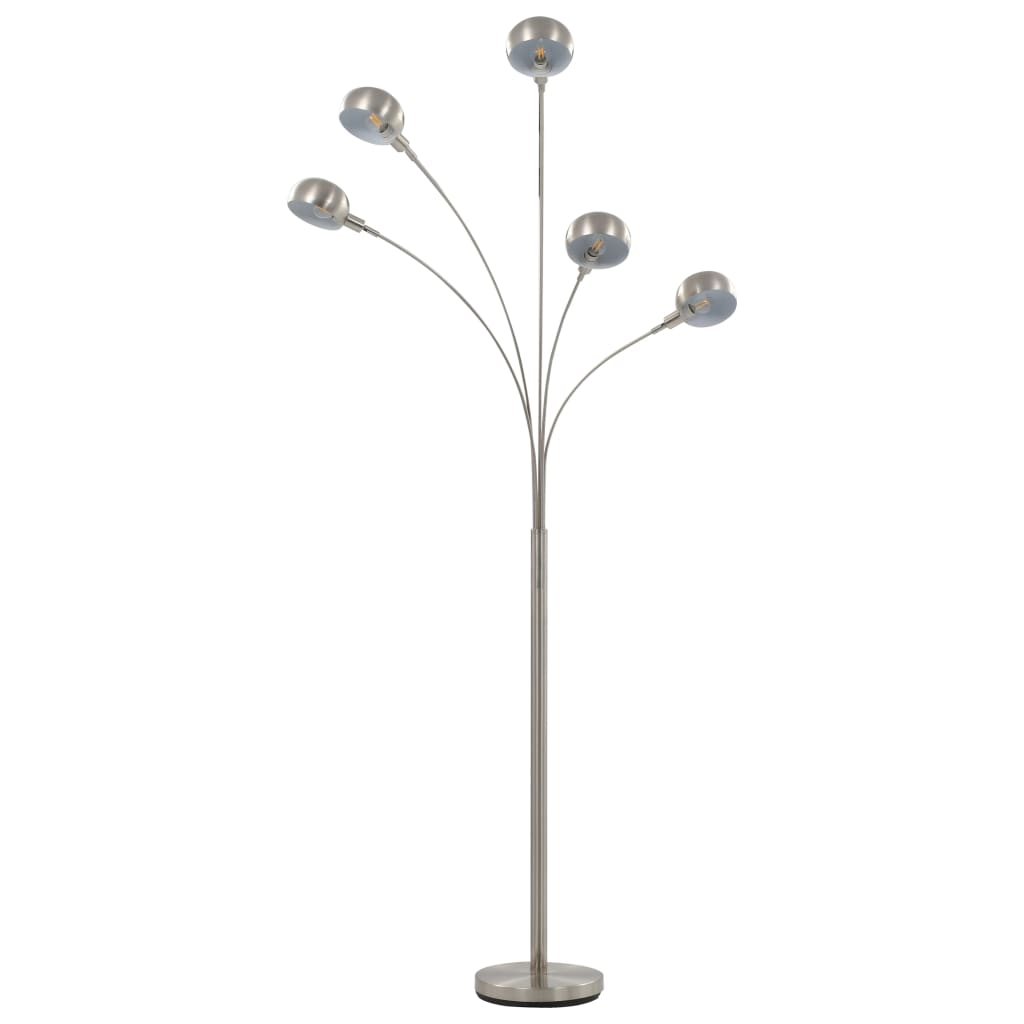 Lampada da Terra 200 cm 5 Bulbi E14 Argento  cod mxl 78277