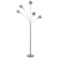 Lampada da Terra 200 cm 5 Bulbi E14 Argento  cod mxl 78277