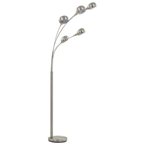 Lampada da Terra 200 cm 5 Bulbi E14 Argento  cod mxl 78277