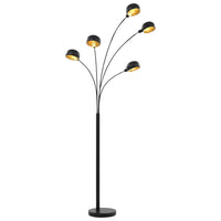 Lampada da Terra 200 cm 5 Bulbi E14 Nero e Oro 282418