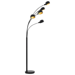 Lampada da Terra 200 cm 5 Bulbi E14 Nero e Oro 282418