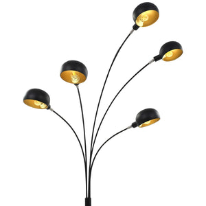 Lampada da Terra 200 cm 5 Bulbi E14 Nero e Oro 282418