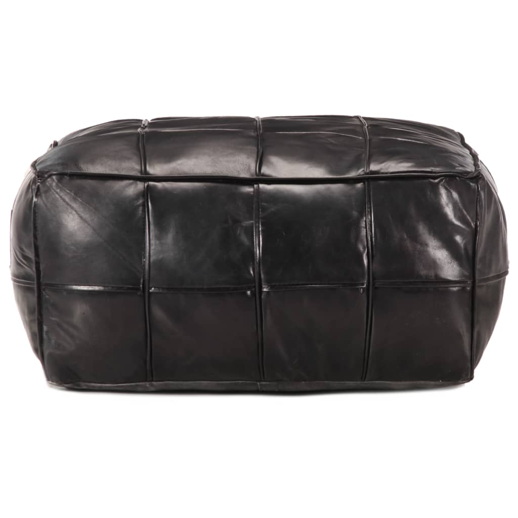 Pouf Nero 60x60x30 cm in Vera Pelle di Capra cod mxl 61232