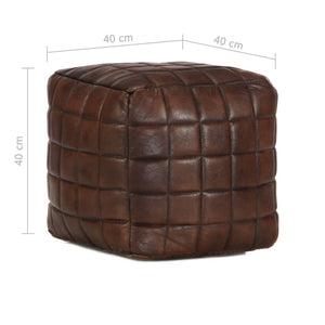 Pouf Marrone Scuro 40x40x40 cm in Vera Pelle di Capra 248136