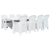 Set Pranzo da Giardino 9 pz in Plastica Stile Rattan Bianco cod mxl 37742
