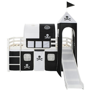 Letto a Castello per Bambini Scivolo e Scala in Pino 97x208cm 282709