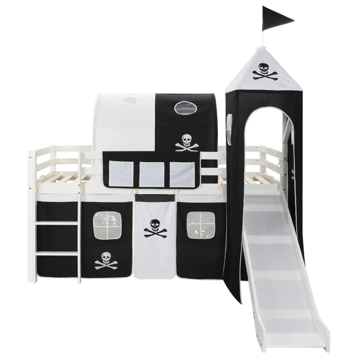 Letto a Castello per Bambini Scivolo e Scala in Pino 97x208cm 282709