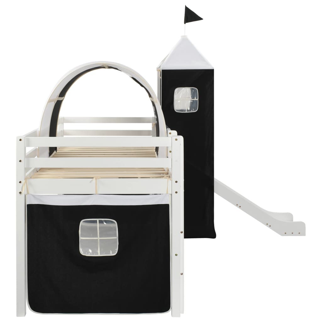 Letto a Castello per Bambini Scivolo e Scala in Pino 97x208cm 282709