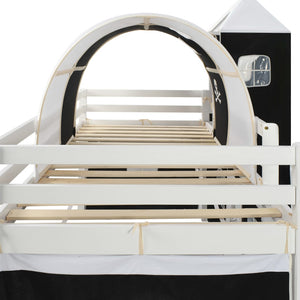 Letto a Castello per Bambini Scivolo e Scala in Pino 97x208cm 282709