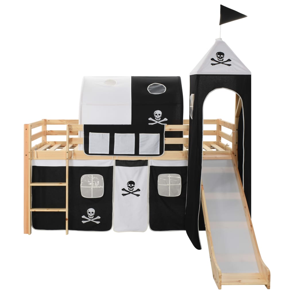 Letto a Castello per Bambini Scivolo e Scala in Pino 97x208cmcod mxl 118897