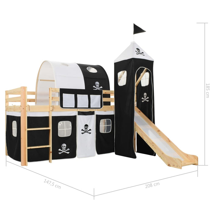 Letto a Castello per Bambini Scivolo e Scala in Pino 97x208cm 282711