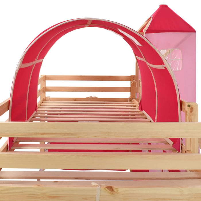 Letto a Castello per Bambini Scivolo e Scala in Pino 208x230 cm 282712