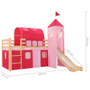 Letto a Castello per Bambini Scivolo e Scala in Pino 208x230 cm 282712
