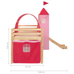 Letto a Castello per Bambini Scivolo e Scala in Pino 208x230 cm 282712