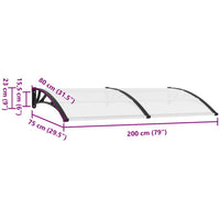 Pensilina per Porta Nera e Trasparente 200x75 cm in PC 144815