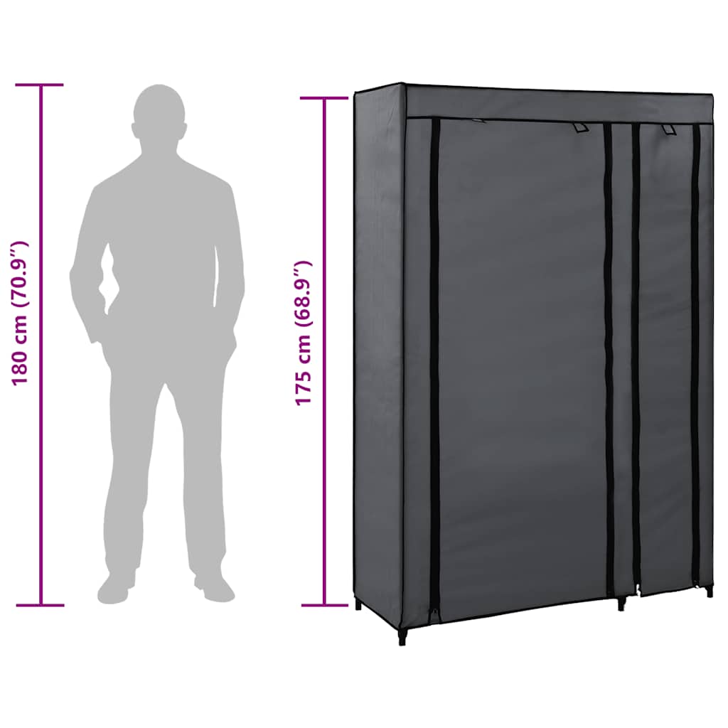 Armadi Pieghevoli 2 pz Grigi 110x45x175 cm in Tessuto 282425