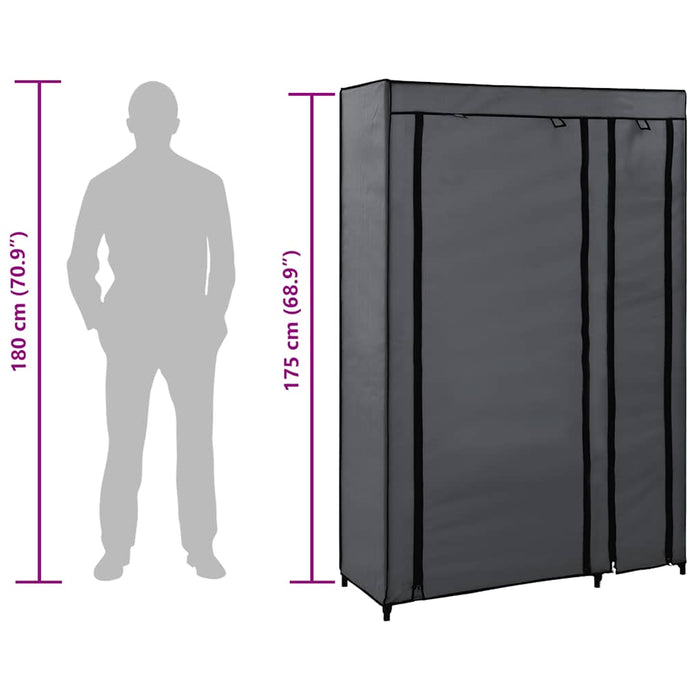 Armadi Pieghevoli 2 pz Grigi 110x45x175 cm in Tessuto 282425