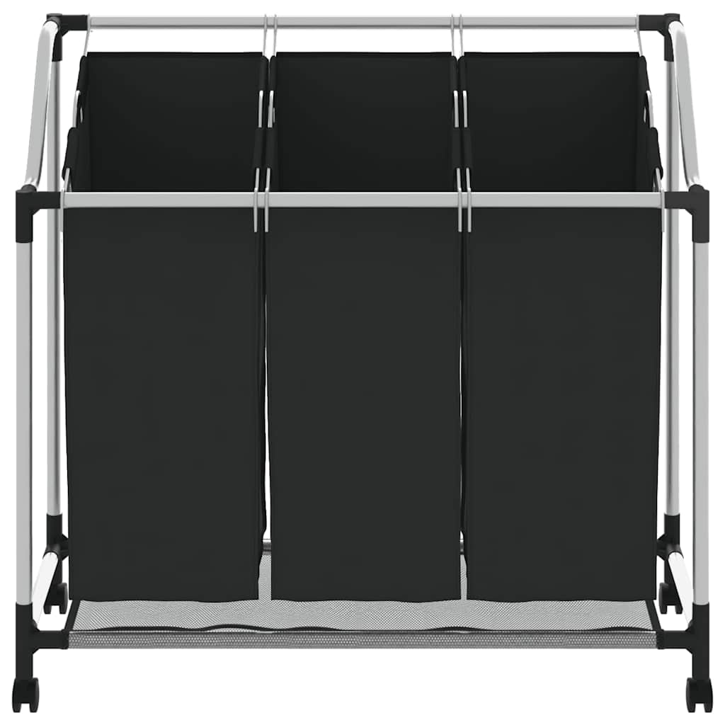 Portabiancheria con 3 Sacchi in Acciaio Nero cod mxl 48661