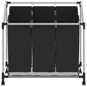 Portabiancheria con 3 Sacchi in Acciaio Nero cod mxl 48661