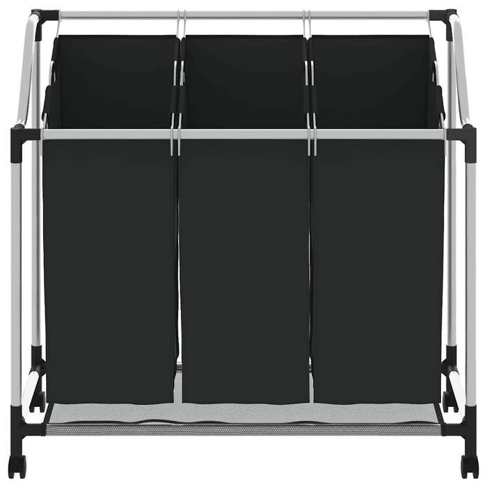 Portabiancheria con 3 Sacchi in Acciaio Nero cod mxl 48661