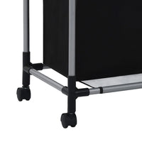 Portabiancheria con 3 Sacchi in Acciaio Nero 282426