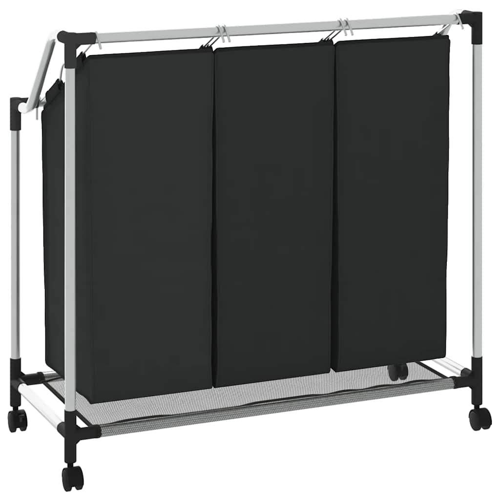 Portabiancheria con 3 Sacchi in Acciaio Nero cod mxl 48661
