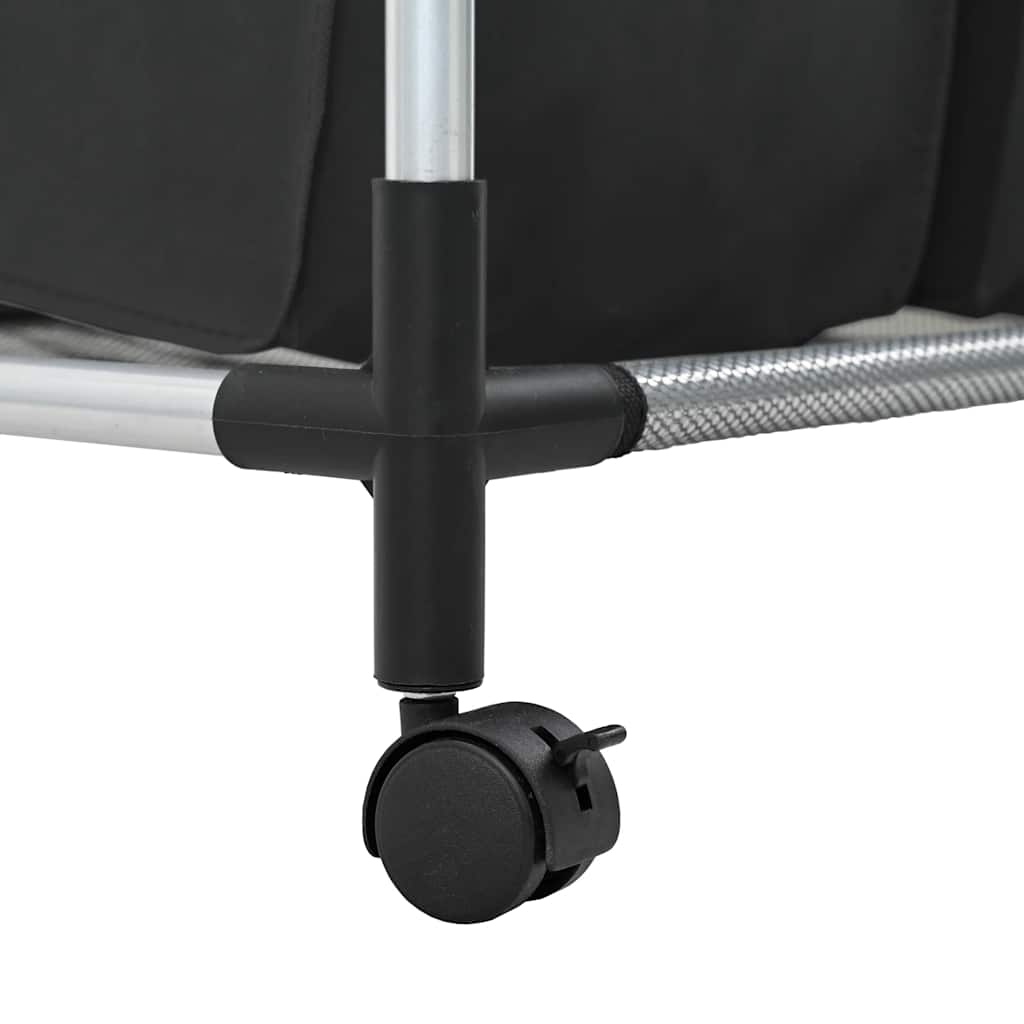 Portabiancheria con 3 Sacchi in Acciaio Nero 282426