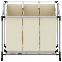 Portabiancheria con 3 Sacchi Crema in Acciaio 282427