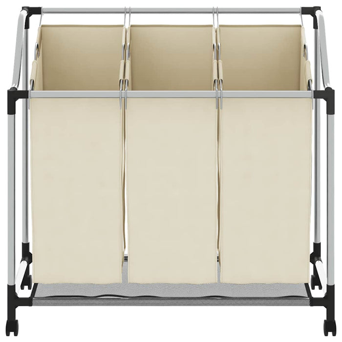 Portabiancheria con 3 Sacchi Crema in Acciaio 282427