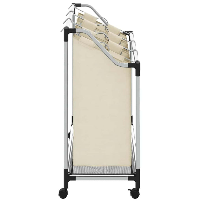 Portabiancheria con 3 Sacchi Crema in Acciaio 282427