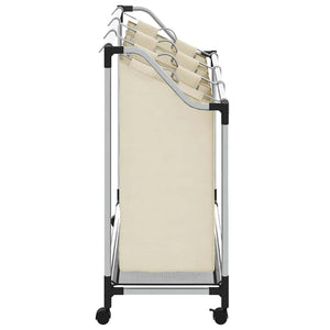 Portabiancheria con 3 Sacchi Crema in Acciaio